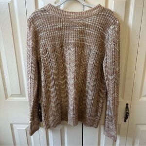 99 Jane Street Womens Size XL Eyelet Knit Chevron Knit Crewneck Pullover Sweater